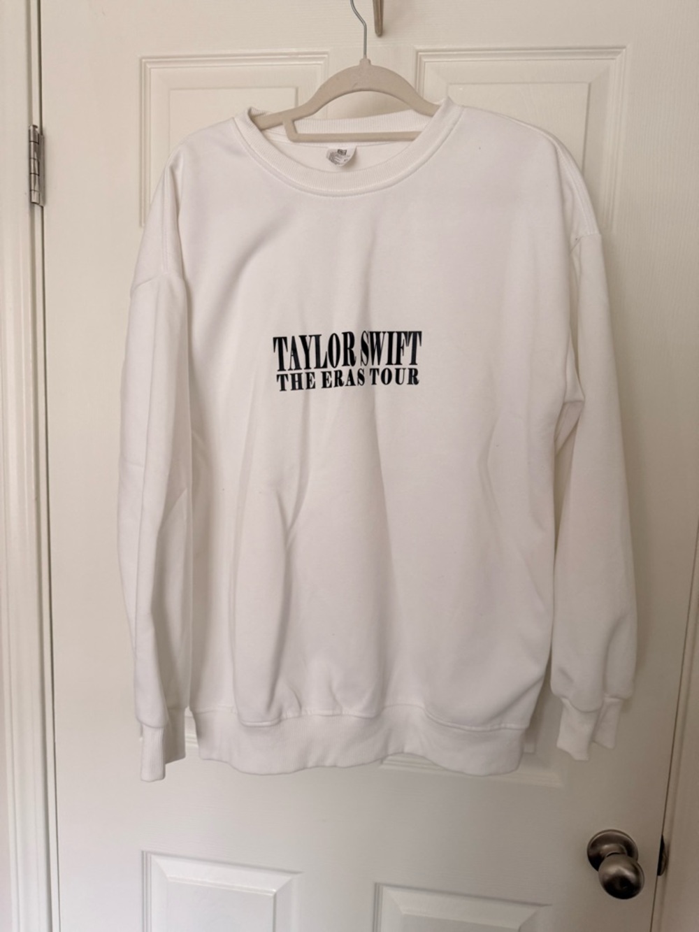 Taylor Swift White Crewneck Sweatshirt with Black 'The Eras Tour' Print